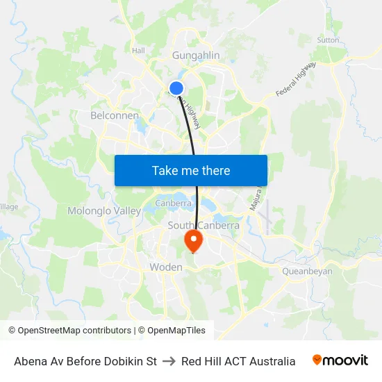 Abena Av Before Dobikin St to Red Hill ACT Australia map