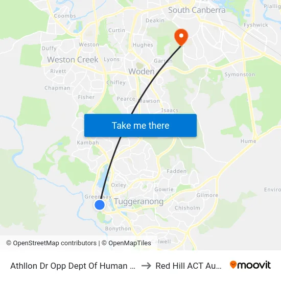 Athllon Dr Opp Dept Of Human Services to Red Hill ACT Australia map
