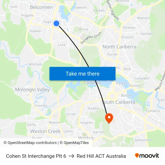 Cohen St Interchange Plt 6 to Red Hill ACT Australia map