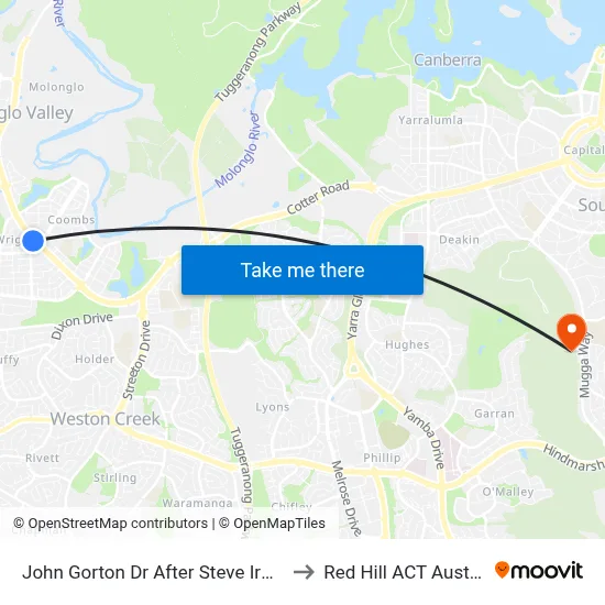 John Gorton Dr After Steve Irwin Av to Red Hill ACT Australia map