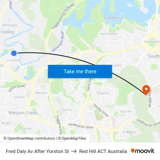 Fred Daly Av After Yorston St to Red Hill ACT Australia map