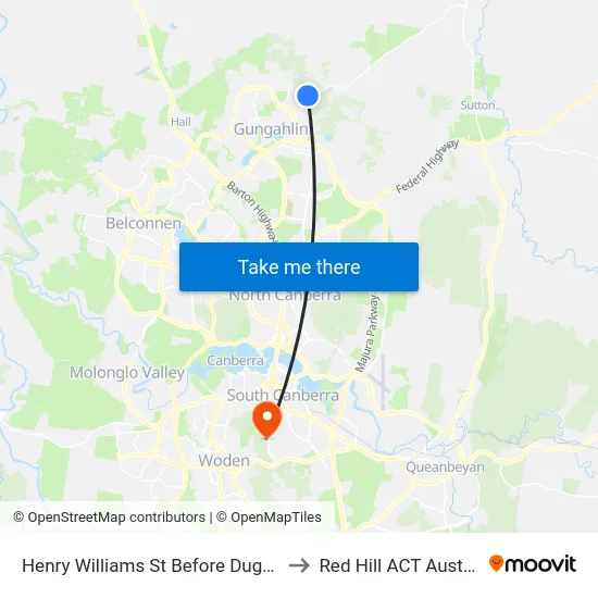 Henry Williams St Before Duguid St to Red Hill ACT Australia map