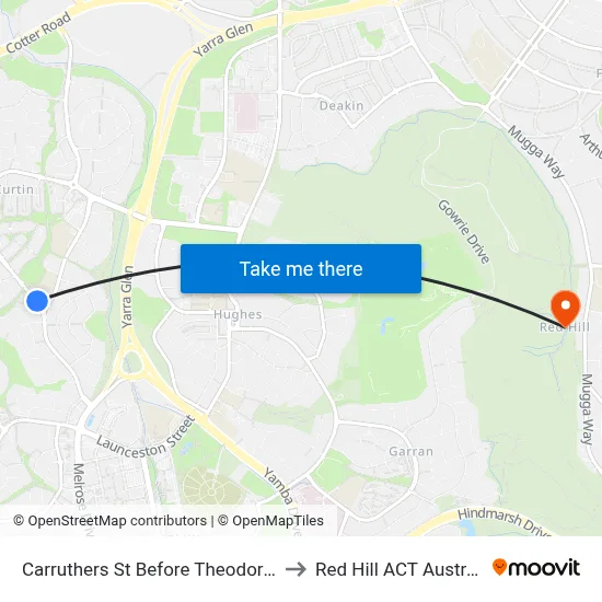 Carruthers St Before Theodore St to Red Hill ACT Australia map