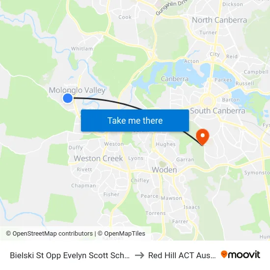 Bielski St Opp Evelyn Scott School Sso to Red Hill ACT Australia map