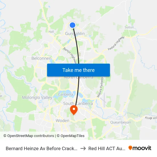 Bernard Heinze Av Before Crackajack Way to Red Hill ACT Australia map
