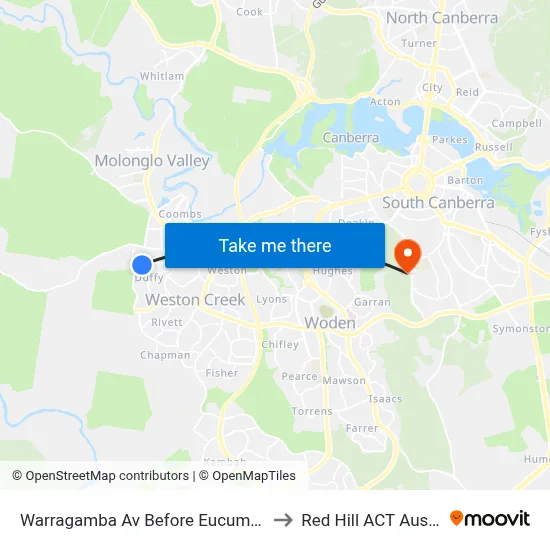 Warragamba Av Before Eucumbene Dr to Red Hill ACT Australia map