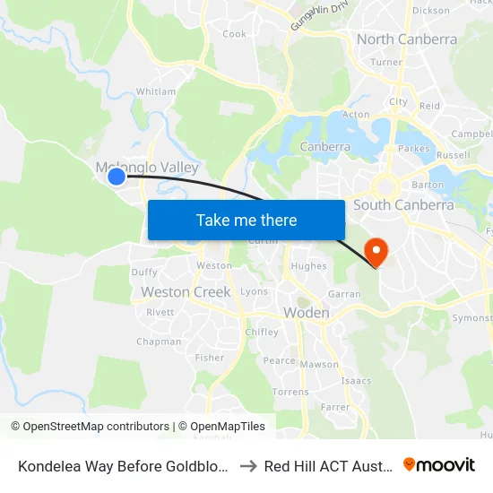 Kondelea Way Before Goldbloom St to Red Hill ACT Australia map