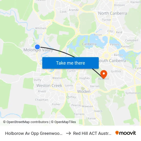 Holborow Av Opp Greenwood St to Red Hill ACT Australia map