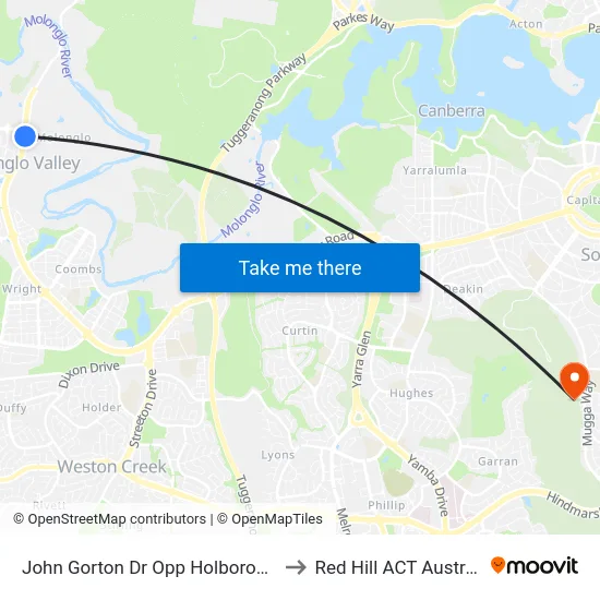 John Gorton Dr Opp Holborow Av to Red Hill ACT Australia map