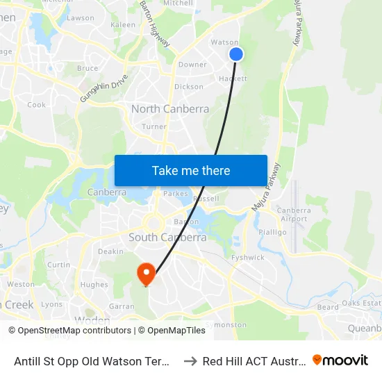 Antill St Opp Old Watson Terminus to Red Hill ACT Australia map