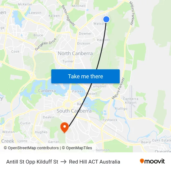 Antill St Opp Kilduff St to Red Hill ACT Australia map