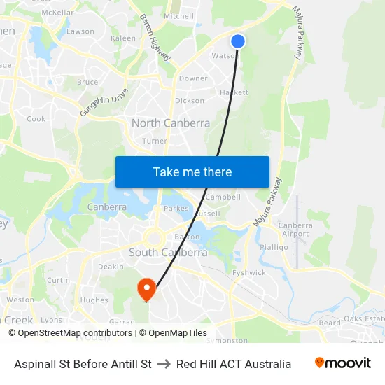 Aspinall St Before Antill St to Red Hill ACT Australia map