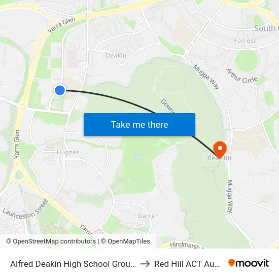 Alfred Deakin High School Grounds Sso to Red Hill ACT Australia map