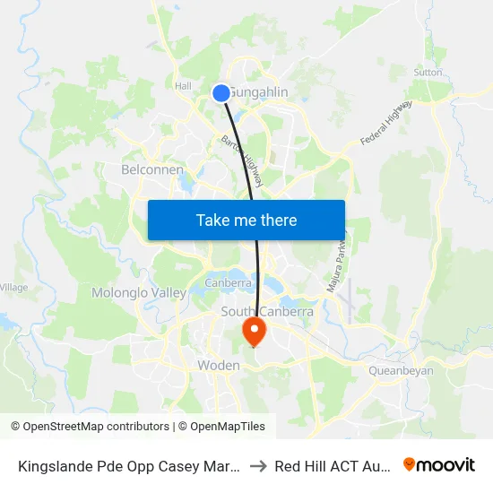 Kingslande Pde Opp Casey Market Town to Red Hill ACT Australia map