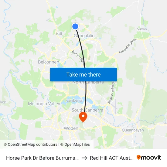 Horse Park Dr Before Burrumarra Av to Red Hill ACT Australia map