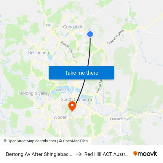 Bettong Av After Shingleback St to Red Hill ACT Australia map