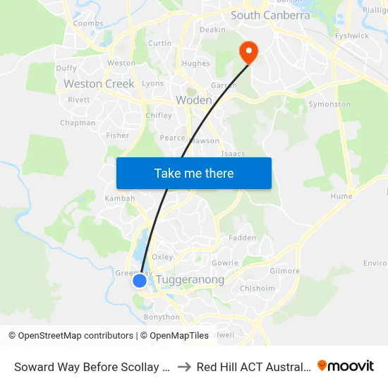 Soward Way Before Scollay St to Red Hill ACT Australia map