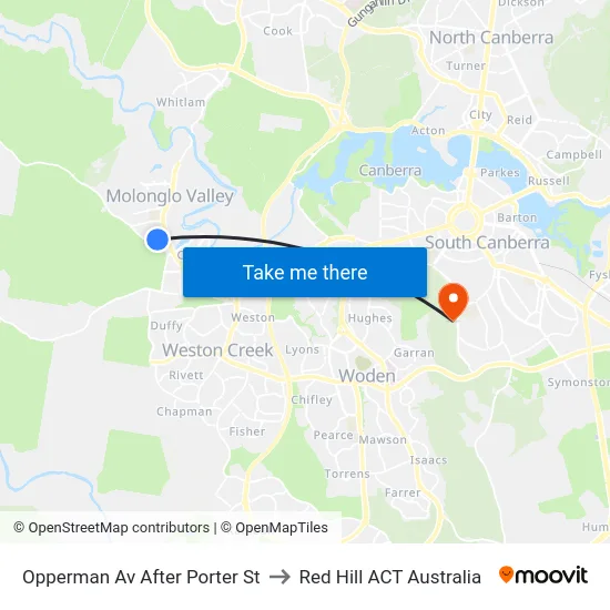 Opperman Av After Porter St to Red Hill ACT Australia map