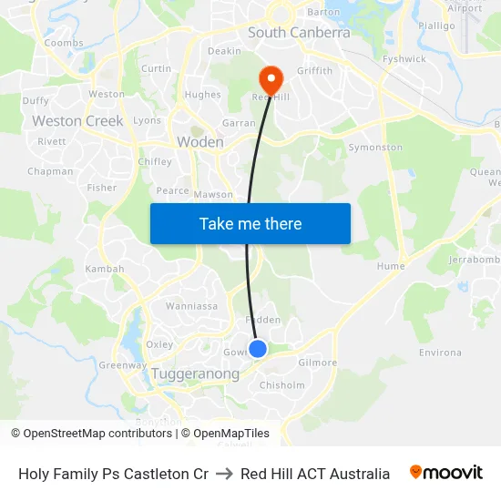 Holy Family Ps Castleton Cr to Red Hill ACT Australia map