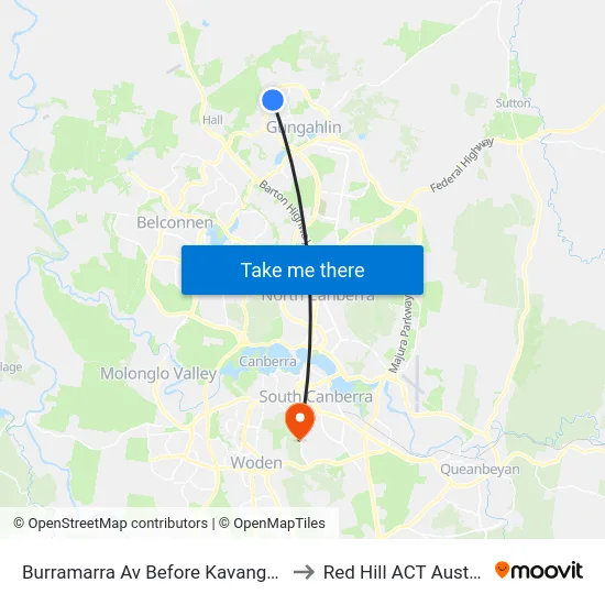 Burramarra Av Before Kavangal Cct to Red Hill ACT Australia map