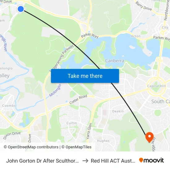 John Gorton Dr After Sculthorpe Av to Red Hill ACT Australia map