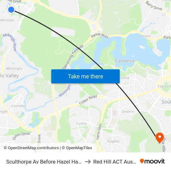 Sculthorpe Av Before Hazel Hawke Av to Red Hill ACT Australia map