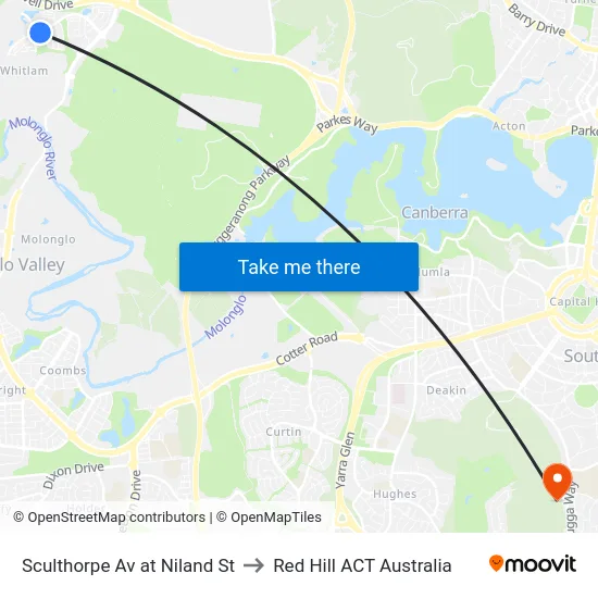 Sculthorpe Av at Niland St to Red Hill ACT Australia map