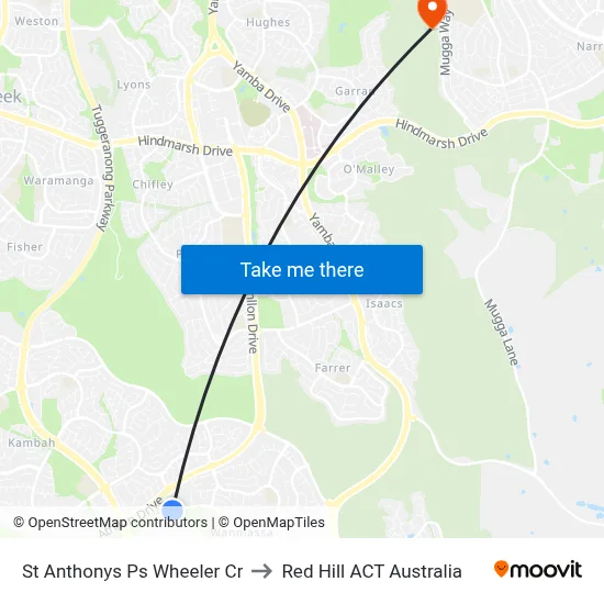 St Anthonys Ps Wheeler Cr to Red Hill ACT Australia map