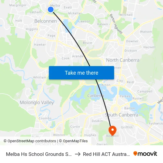 Melba Hs School Grounds Sso to Red Hill ACT Australia map