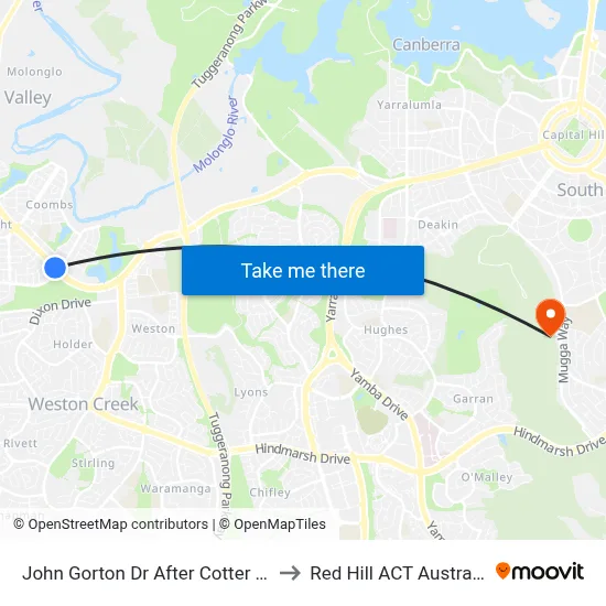 John Gorton Dr After Cotter Rd to Red Hill ACT Australia map