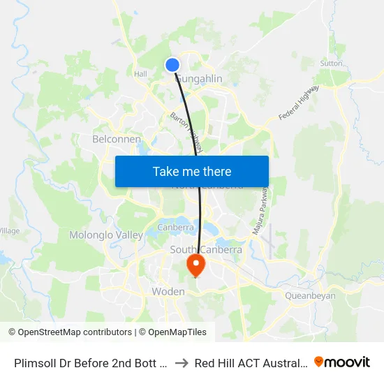 Plimsoll Dr Before 2nd Bott Cr to Red Hill ACT Australia map