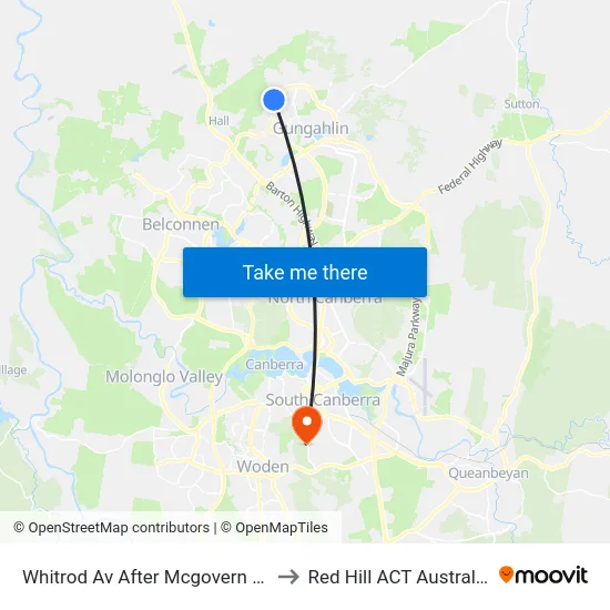 Whitrod Av After Mcgovern St to Red Hill ACT Australia map