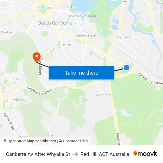 Canberra Av After Whyalla St to Red Hill ACT Australia map