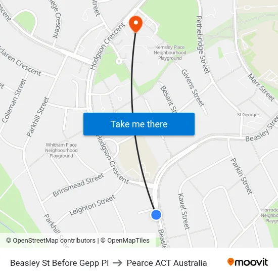 Beasley St Before Gepp Pl to Pearce ACT Australia map