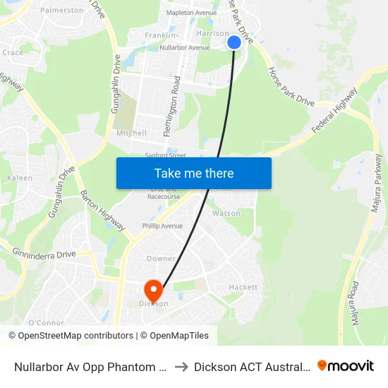 Nullarbor Av Opp Phantom St to Dickson ACT Australia map