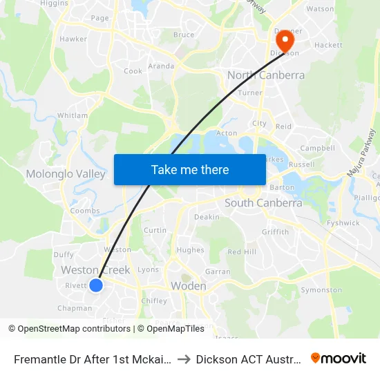 Fremantle Dr After 1st Mckail Cr to Dickson ACT Australia map