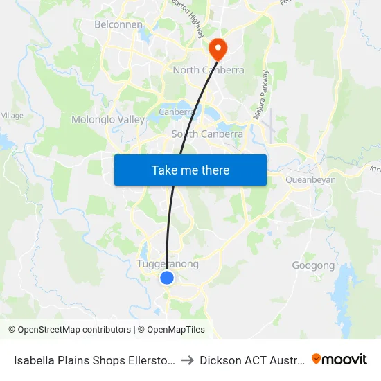 Isabella Plains Shops Ellerston Av to Dickson ACT Australia map