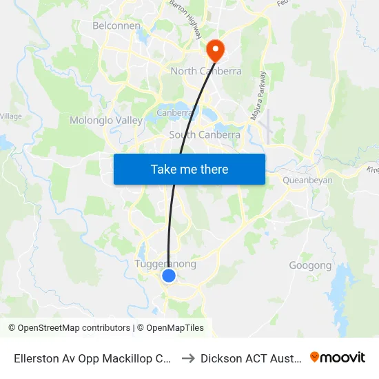 Ellerston Av Opp Mackillop College to Dickson ACT Australia map