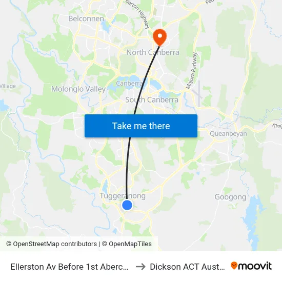 Ellerston Av Before 1st Abercorn Cr to Dickson ACT Australia map