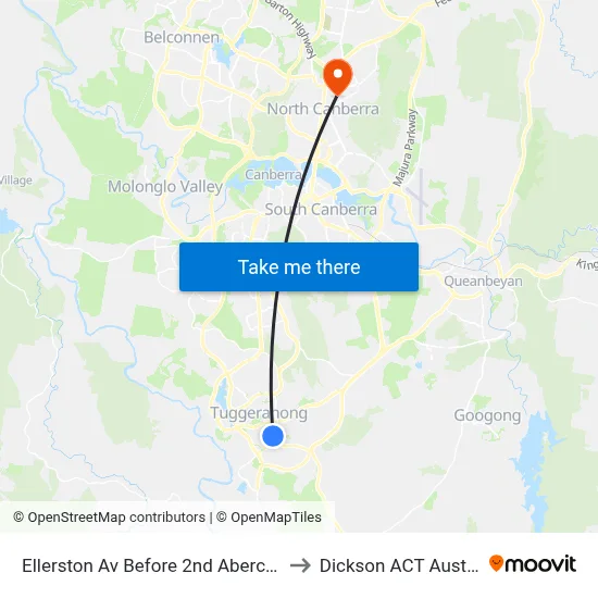 Ellerston Av Before 2nd Abercorn Cr to Dickson ACT Australia map