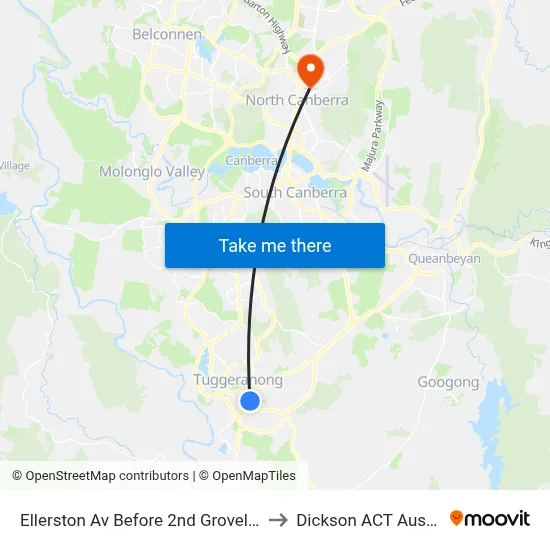 Ellerston Av Before 2nd Groveland Cr to Dickson ACT Australia map