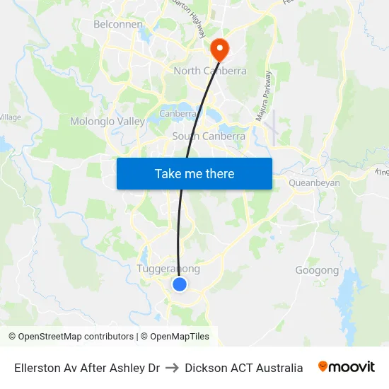 Ellerston Av After Ashley Dr to Dickson ACT Australia map