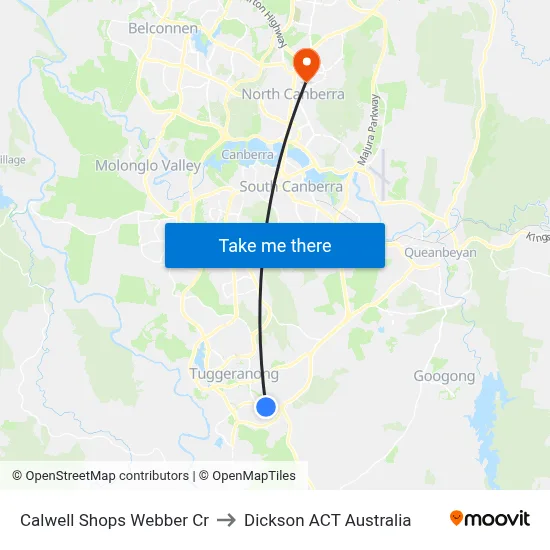 Calwell Shops Webber Cr to Dickson ACT Australia map