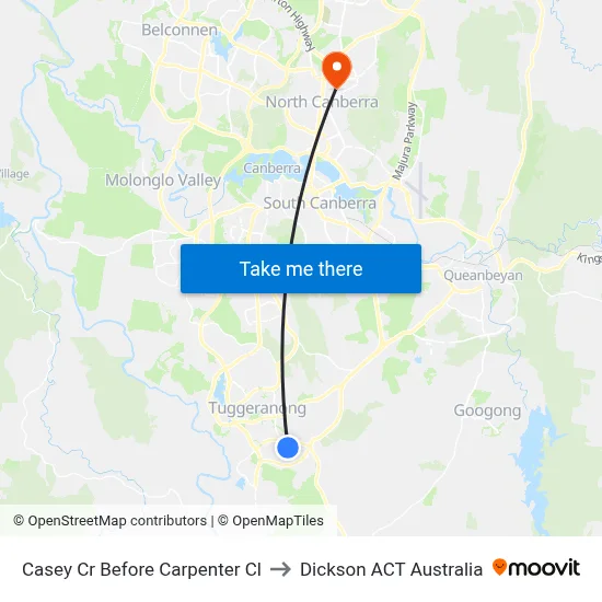 Casey Cr Before Carpenter Cl to Dickson ACT Australia map