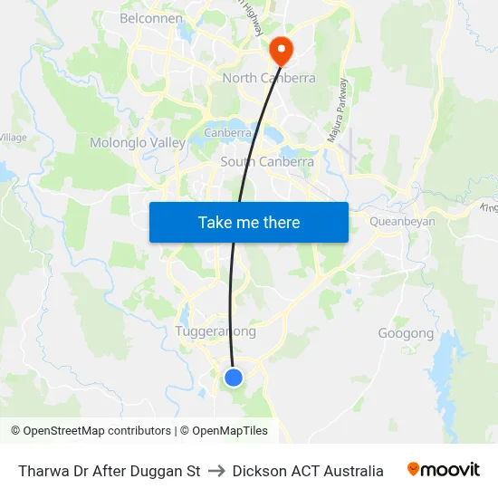 Tharwa Dr After Duggan St to Dickson ACT Australia map