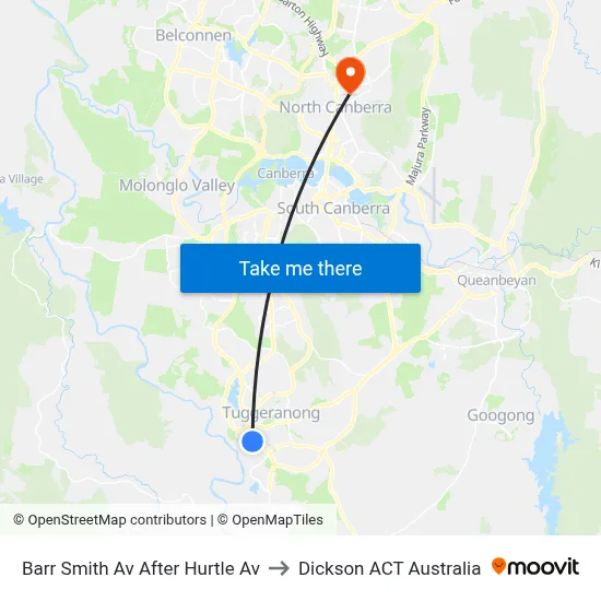 Barr Smith Av After Hurtle Av to Dickson ACT Australia map