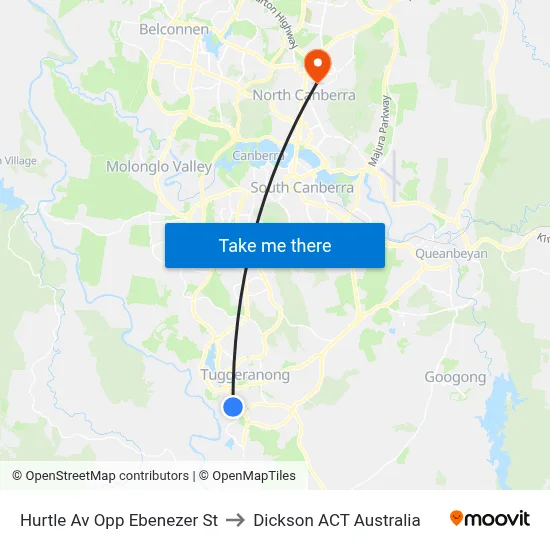 Hurtle Av Opp Ebenezer St to Dickson ACT Australia map