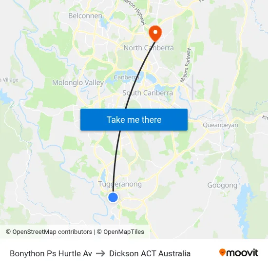 Bonython Ps Hurtle Av to Dickson ACT Australia map