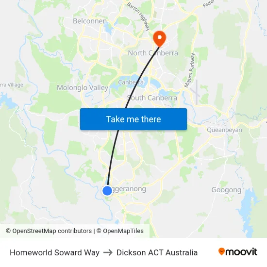 Homeworld Soward Way to Dickson ACT Australia map