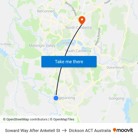 Soward Way After Anketell St to Dickson ACT Australia map
